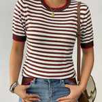Zeagoo Womens Casual Short Sleeve Striped Sweater Shirt