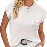 Nadorine Sleeveless Cape Sleeve Knit Ribbed Tank Tops