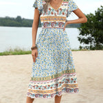 Nadorine Women's Casual Dress Flutter Button Down Tiered Flowy Dress