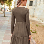 Nadorine Women's Autumn Dress Long Sleeve Round Neck Knitted Dress