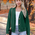 Nadorine Women's Short Cardigan Knitted V-Neck with Buttons