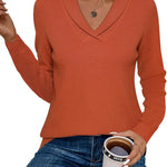 Nadorine Sweaters for Women Long Sleeve Shirts V Neck Knit Pullover