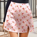 Nadorine Satin Silk High Waisted Split Slit Hem Aline Zipper Party Short Skirt