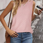 Nadorine Sleeveless Eyelet Shirts High Neck Top