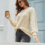 Nadorine Women's Elegant Knitted Jumper Crew Neck Sweater (DE Only)