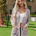 Nadorine Women 2024 Lightweight Crochet Cardigan Long Sleeve Open Front Knit Sweater Summer Kimono Cover Up with Pockets