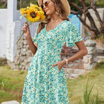 Zeagoo Womens Casual Swing Floral Ruffle Short Sleeve Sundresses