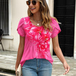 Zeagoo Womens Tops Petal Short Sleeve Summer Casual Shirts