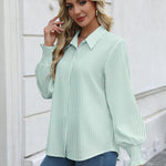 Zeagoo Womens Button Down Shirts Smocked Cuffed Blouse