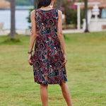 Nadorine Boho Floral Casual Tank Dresses with Pockets