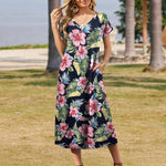 Nadorine Floral Dress Short Sleeve Beach Dress