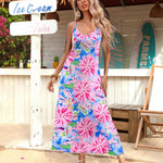 Zeagoo Womens Maxi Dress Spaghetti Strap Casual Printed Dress