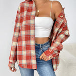 Nadorine Women Flannel Shacket Jacket Plaid Button Down Shirt