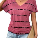 Nadorine Women's Short Sleeve Shirts V Neck Blouse