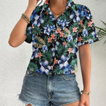 Zeagoo Womens Button Down Linen Shirt Short Sleeve Cotton Blouse