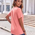 Nadorine Casual Short Sleeve V Neck Shirts Business Dressy Tunic Blouses