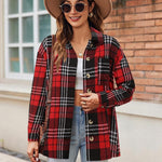 Nadorine Women Flannel Shacket Jacket Plaid Button Down Shirt