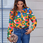 Nadorine Button Down Shirts Dressy Floral Printed Blouse