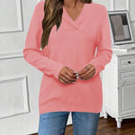 Nadorine Sweaters for Women Long Sleeve Shirts V Neck Knit Pullover