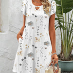Nadorine Women's Casual A-Line Dresses with Pockets Floral Tshirt Dress