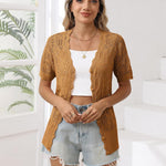 Nadorine Women's Short Sleeve Cardigan V-Neck Button up Sweater