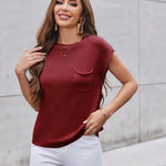Nadorine Sleeveless Cape Sleeve Knit Ribbed Tank Tops
