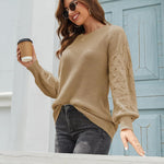 Nadorine Women's Elegant Knitted Jumper Crew Neck Sweater (DE Only)