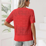 Nadorine Women's Short Sleeve Cardigan V-Neck Button up Sweater