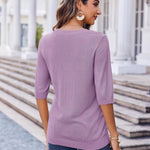 Nadorine Loose Short Sleeve Tunic Tops Crochet Knit Pullover Sweater
