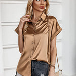 Satin Button Down Shirts- Nadorine (Us Only)