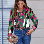 Nadorine Button Down Shirts Dressy Floral Printed Blouse