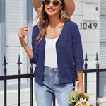 Nadorine 3/4 Sleeve Cropped Cardigan Crochet Shrug