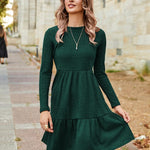 Nadorine Women's Autumn Dress Long Sleeve Round Neck Knitted Dress