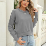 Zeagoo Womens 2024 Fall Crewneck Cropped Sweater