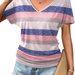 Nadorine Women's Short Sleeve Shirts V Neck Blouse
