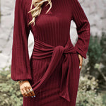 Nadorine Women's Casual Knit Dress Long Sleeve Bodycon Dress
