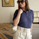 Nadorine Women Short Sleeve Sweater Pullover Polo Tops