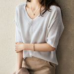 Urban Solid Color V-Neck Knitting Pullover