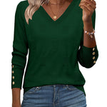 Nadorine Casual Ribbed Knit V-Neck Sweater (US Only)