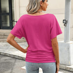 Nadorine Women's Short Sleeve Shirts V Neck Blouse