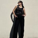 Nadorine Satin Top Women's Elegant Silk Top Basic Blouse (DE Only)