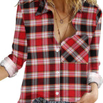 Nadorine Women's Long Sleeve Button Down Flannel Shirts Plaid Shacket