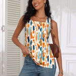 Nadorine Tank Tops Square Neck Loose Fit Side Split Flowy Shirts