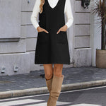 Trendy V-neck Sweater Knit Vest Dress (US Only)