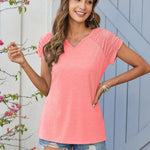 Nadorine Short Sleeve Shirts Loose Fit V Neck T Shirts