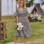 Nadorine Damen Elegant V-Ausschnitt Kleider A Linie Kurzarm Freizeitkleid (DE Only)