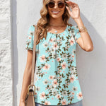 Zeagoo Women's Summer Elegant Crew Neck Floral Shirt (DE Only)