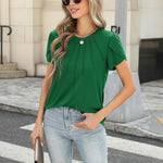 Zeagoo Womens T Shirts Short Sleeve Pleated Dressy Loose Tops