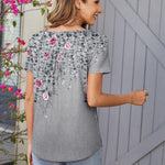 Nadorine Women Tunic Tops Dressy Casual Short Sleeve Floral Shirts