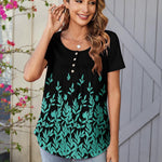Nadorine Women Tunic Tops Dressy Casual Short Sleeve Floral Shirts